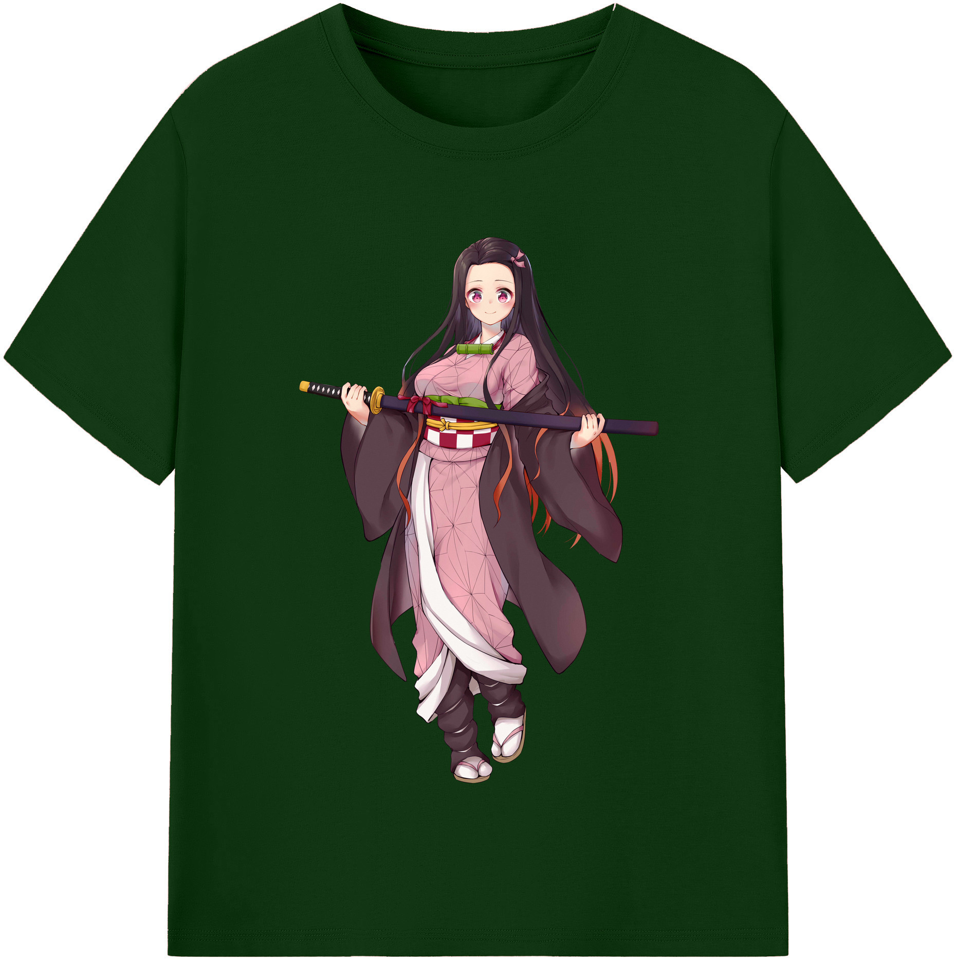 （画像用） 鬼滅の刃（きめつのやいば）竈門 禰󠄀豆子／かまど ねずこ Kamado Nezuko 綿100％半袖Tシャツ（フロントプリント）